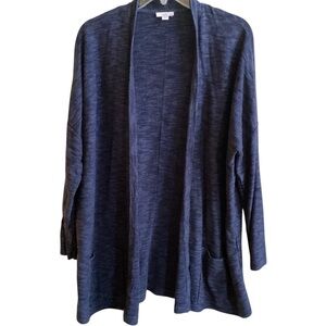 J. Jill Blue Heather Open Front Pocket Cardigan  Misses size L